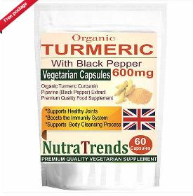 Organic Turmeric (Curcuma) 600mg real amount ,with Black Pep