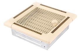 Ventilation fireplace grille EXCLUSIVE 16x16cm with blinds ivory / brass-patina