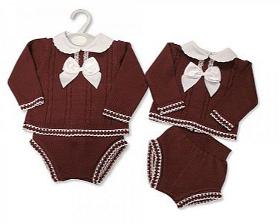Baby Knitted 2 Pieces Set with Lace and Bow