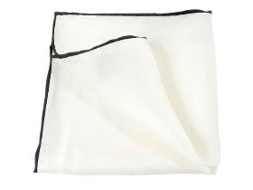 White Silk 30x30cm Hand-Rolled Pocket Square - Black White