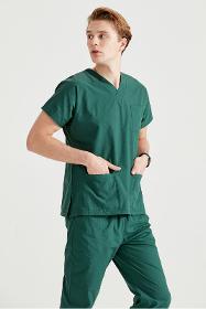 Khaki Green Elastane Medical Suit, For Men - Classic Flex Model