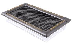 Ventilation fireplace grille EXCLUSIVE 16x32cm with a blind graphite / brass-patina