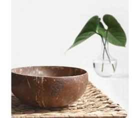 ESSENCE natural coconut bowl with logo - lacquered