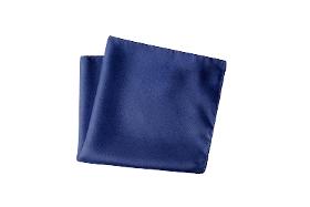 Men's dark blue satin pocket square, 30x30cm, microfiber