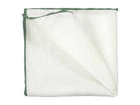 White silk hand-rolled pocket square 30x30cm - white green