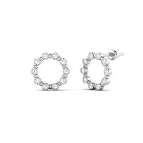 Circular Pave Stud Earrings with Gemstone Accents