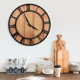 Wall clock 39 cm MDF and iron brown and black
