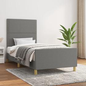 Bed frame with headboard fabric dark gray 100x200 cm