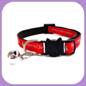 Christmas Cat Collar - Red With 'merry Christmas' And Christ