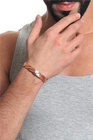 Men's Lacquer Plated Adjustable Open Band Thick Twisted Copper Bracelet