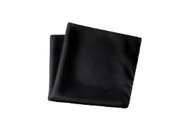 Black satin men's pocket square, 30x30cm, 100% microfiber
