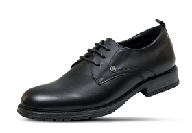 Elegant men's black shoes with metal logo