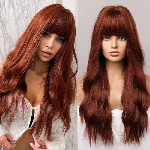 Fashionable Ladies Bangs Long Curly Small Wavy Wigs