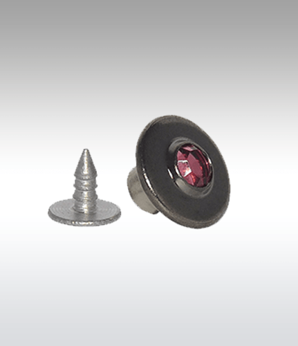 Jb230-20mm Black Nickel (fume) With Pink Rhinestone – Jean (tack) Buttons 