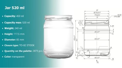 Glass jars 520 ml