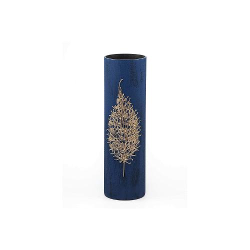 Gold leaf decorated glass vase | Glass vase for flowers | Cylinder Vase