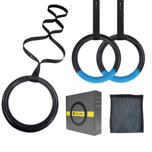 Rebuwo Professional Gymnastic Rings, Gym Rings with Straps, 