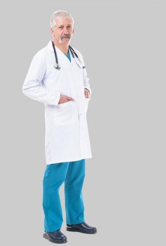Medical gown for men, long, white - Model Dr. Rever Long