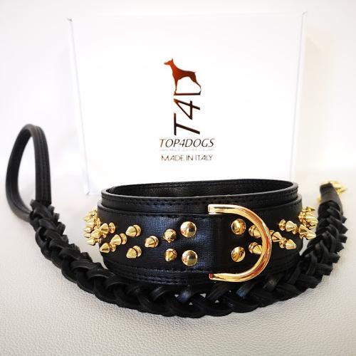 Mod. ROYAL BLACK Dog collar and leash