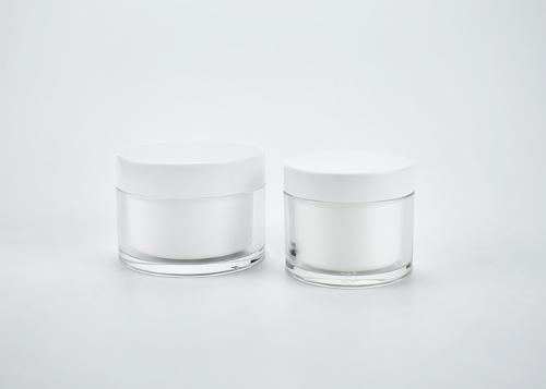 Refillable double wall plastic cosmetic jars